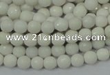 CAG7185 15.5 inches 3mm faceted round white agate gemstone beads