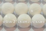 CAG7186 15.5 inches 16mm faceted round white agate gemstone beads