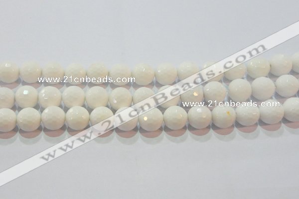 CAG7186 15.5 inches 16mm faceted round white agate gemstone beads