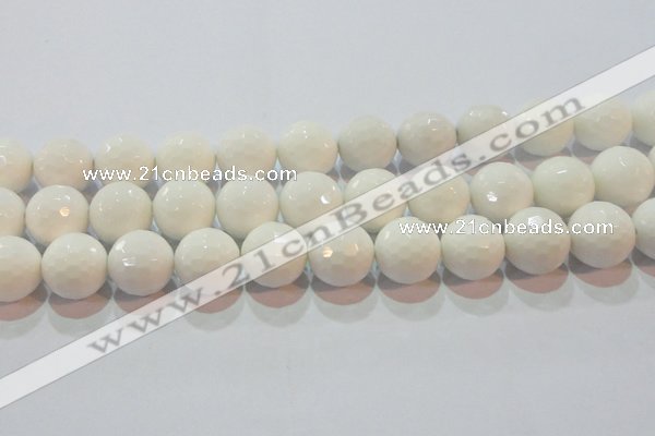 CAG7188 15.5 inches 20mm faceted round white agate gemstone beads