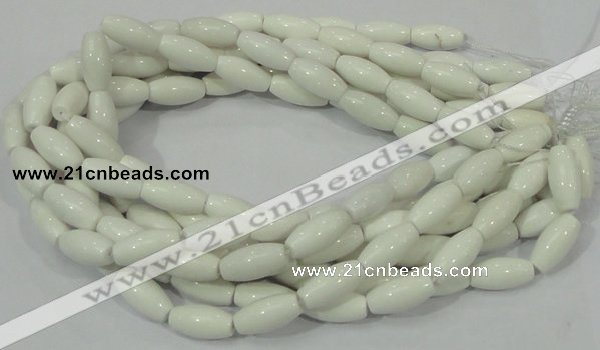 CAG719 15.5 inches 10*20mm rice white agate gemstone beads wholesale