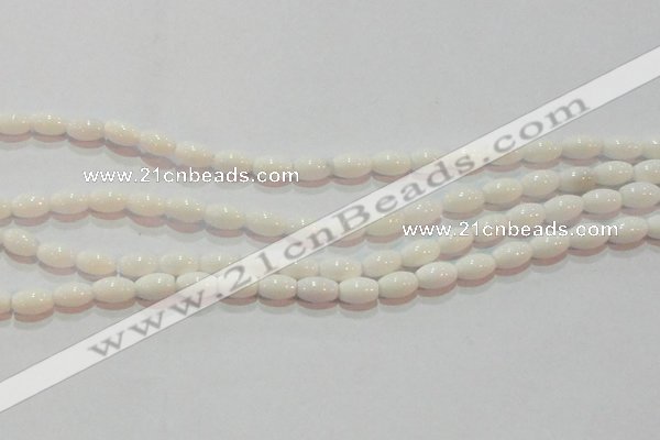 CAG7200 15.5 inches 5*8mm rice white agate gemstone beads