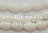 CAG7201 15.5 inches 6*9mm rice white agate gemstone beads