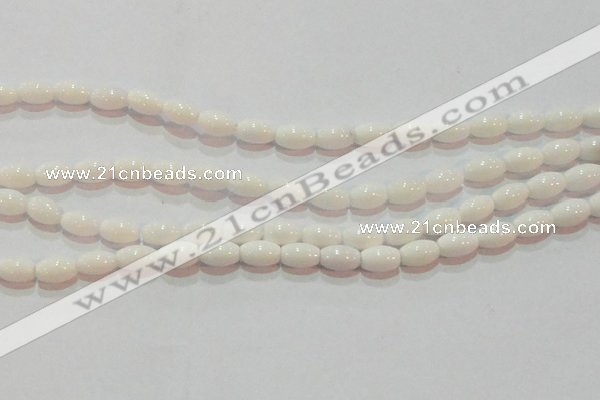 CAG7201 15.5 inches 6*9mm rice white agate gemstone beads