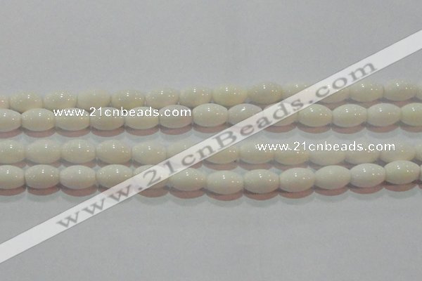 CAG7202 15.5 inches 8*12mm rice white agate gemstone beads