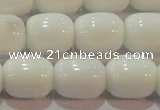 CAG7211 15.5 inches 10*12mm drum white agate gemstone beads