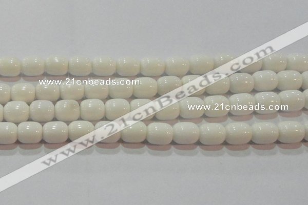 CAG7211 15.5 inches 10*12mm drum white agate gemstone beads