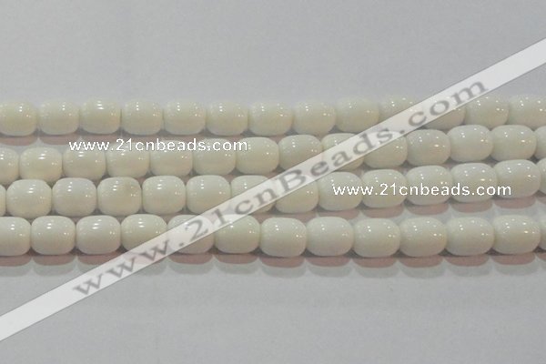 CAG7211 15.5 inches 10*12mm drum white agate gemstone beads