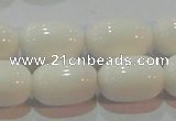 CAG7212 15.5 inches 10*14mm drum white agate gemstone beads