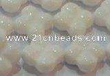 CAG7223 15.5 inches 18*18mm carved flower white agate gemstone beads