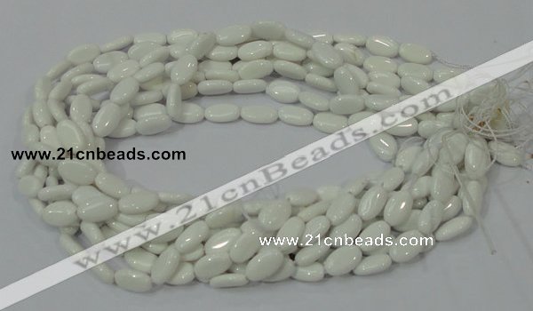 CAG724 15.5 inches 8*14mm oval white agate gemstone beads wholesale