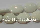 CAG7240 15.5 inches 10*14mm oval white agate gemstone beads