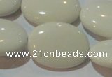 CAG7243 15.5 inches 22*30mm oval white agate gemstone beads