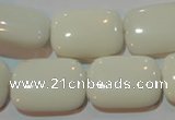 CAG7247 15.5 inches 13*18mm rectangle white agate gemstone beads