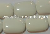 CAG7248 15.5 inches 15*20mm rectangle white agate gemstone beads