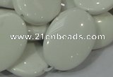 CAG725 15.5 inches 20*30mm oval white agate gemstone beads wholesale