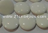 CAG7251 15.5 inches 10mm flat round white agate gemstone beads