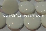 CAG7252 15.5 inches 12mm flat round white agate gemstone beads