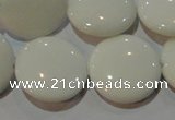 CAG7253 15.5 inches 14mm flat round white agate gemstone beads