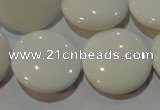 CAG7254 15.5 inches 16mm flat round white agate gemstone beads