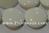 CAG7255 15.5 inches 18mm flat round white agate gemstone beads