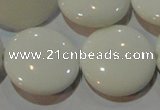 CAG7256 15.5 inches 20mm flat round white agate gemstone beads