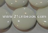 CAG7257 15.5 inches 25mm flat round white agate gemstone beads