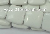 CAG726 15.5 inches 20*20mm square white agate gemstone beads