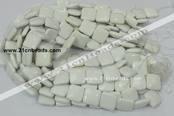 CAG726 15.5 inches 20*20mm square white agate gemstone beads