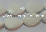 CAG7264 15.5 inches 10*14mm faceted flat teardrop white agate beads