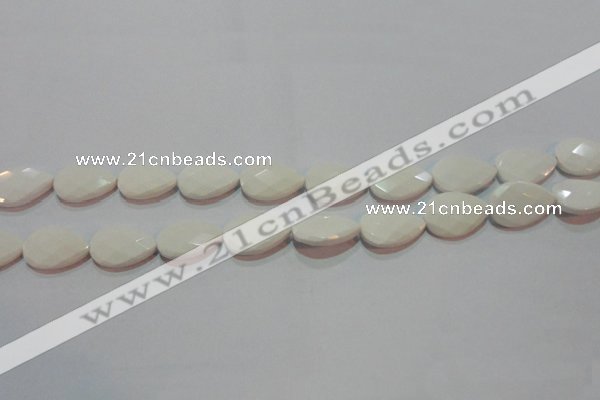CAG7264 15.5 inches 10*14mm faceted flat teardrop white agate beads