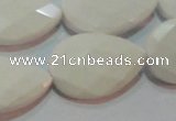 CAG7267 15.5 inches 15*20mm faceted flat teardrop white agate beads