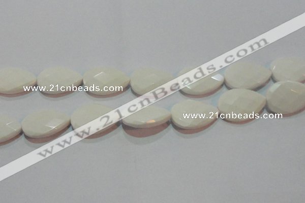 CAG7268 15.5 inches 18*25mm faceted flat teardrop white agate beads