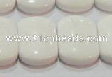 CAG7275 15.5 inches 18*25mm rectangle double drilled white agate beads