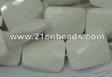 CAG728 15.5 inches 18*25mm twisted faceted rectangle white agate beads