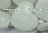 CAG729 15.5 inches 30*30mm faceted heart white agate beads