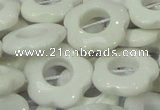 CAG732 15.5 inches 22*22mm flower-shaped white agate beads