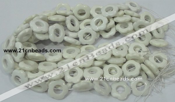 CAG732 15.5 inches 22*22mm flower-shaped white agate beads