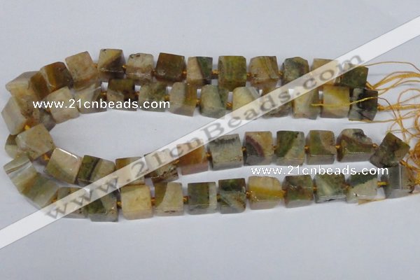 CAG7382 15.5 inches 11*12mm - 13*14mm cube dragon veins agate beads