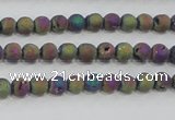 CAG7448 15.5 inches 4mm round plated druzy agate beads wholesale