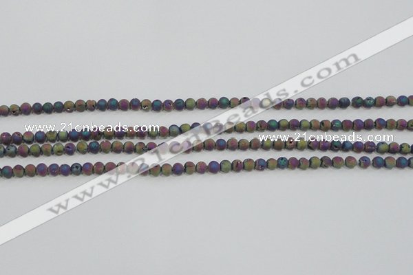 CAG7448 15.5 inches 4mm round plated druzy agate beads wholesale