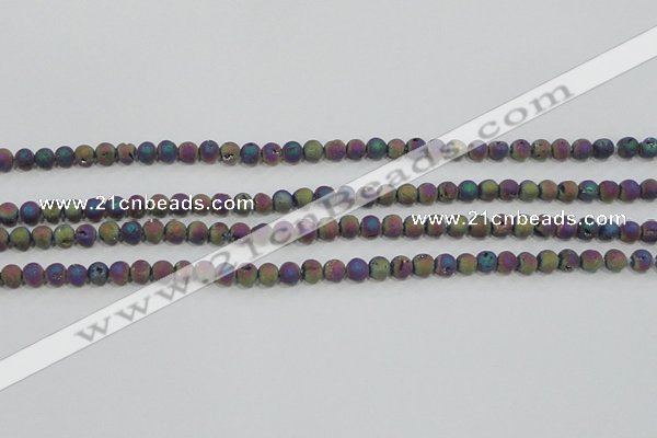 CAG7449 15.5 inches 6mm round plated druzy agate beads wholesale