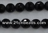 CAG7451 15.5 inches 6mm faceted round matte black agate beads