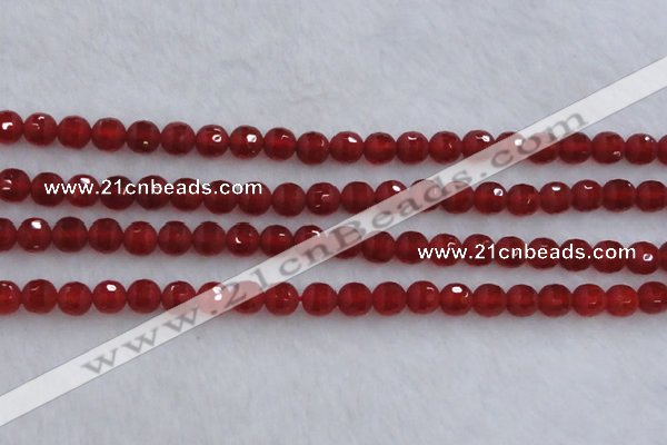 CAG7456 15.5 inches 6mm faceted round matte red agate beads