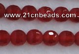 CAG7457 15.5 inches 8mm faceted round matte red agate beads