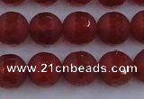 CAG7458 15.5 inches 10mm faceted round matte red agate beads