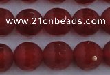 CAG7459 15.5 inches 12mm faceted round matte red agate beads