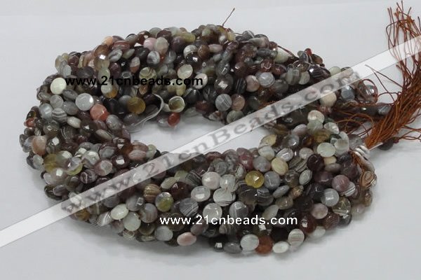 CAG750 15.5 inches 8mm faceted coin botswana agate beads wholesale