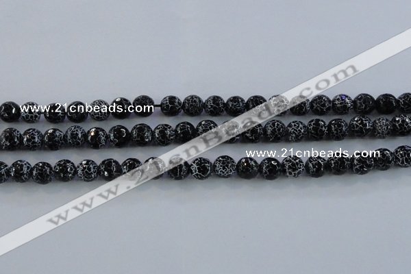 CAG7602 15.5 inches 8mm faceted round frosted agate beads wholesale