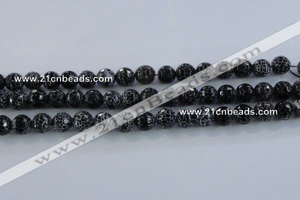 CAG7604 15.5 inches 12mm faceted round frosted agate beads wholesale